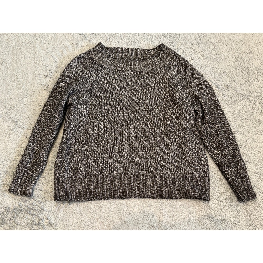 Chaps Sweater Womens Medium Gray Long Sleeve Pullover Heavy Knit Wide Neck